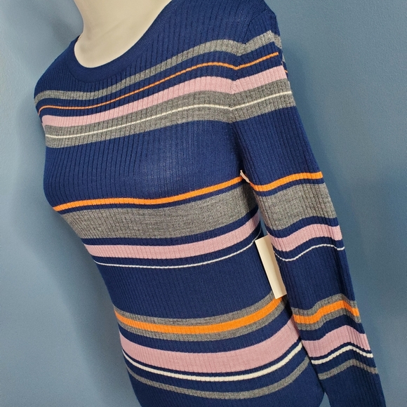 FRAME Lilac Multicolor Striped Crewneck Top S NWT - Picture 2 of 5